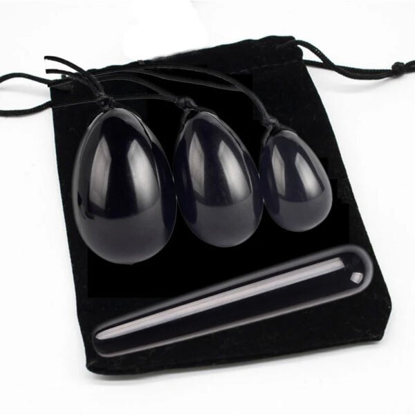 Obsidian Yoni Egg Set – Black Obsidian Crystal Yoni Eggs for Vaginal Muscle Tightening and Postpartum Recovery