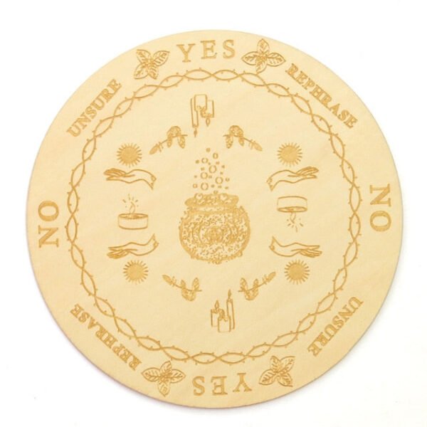 15cm Wood Black Round Witchcraft Altar Butterfly Board Meditation Cube Moon Phase Pendulum Game Magical Divination Planchette - Charms