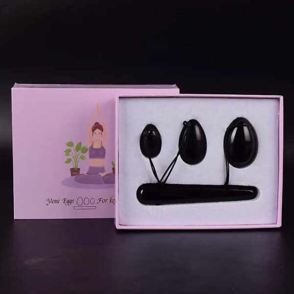 Obsidian Yoni Egg Set – Black Obsidian Crystal Yoni Eggs for Vaginal Muscle Tightening and Postpartum Recovery