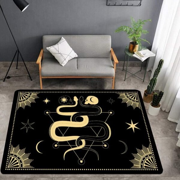 Black Celestial Moon/Stars/Sun/Area Rug Witch Goth Gothic Pagan Wiccan Tarot Cards Astrology Witchcraft Supplies Mandala Carpet| |