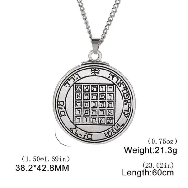 Dawapara Key of Solomon Seal Necklace Pentacle Kabbalah Honor and Riches Amulet Pendant Hebrew Supernatural Runes Jewish Jewelry