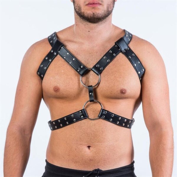 Fetish Gay Bdsm Leather Chest Harness Men Adjustable Sexual Body Bondage Cage Harness Belts Rave Gay Clothing For Adult Sex - Exotic Tanks