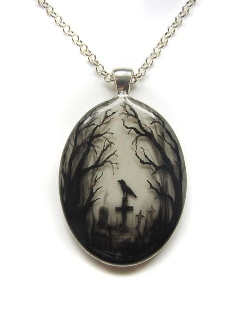 Gothic Crow Forest Charm Necklace Cross Crow Pendant Necklace Mystic Witch Jewelry Gift Accessories Rope Chain Goth Crow Choker - Necklace