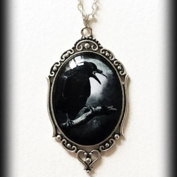 Gothic Crow Forest Charm Necklace Cross Crow Pendant Necklace Mystic Witch Jewelry Gift Accessories Rope Chain Goth Crow Choker - Necklace