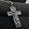 Classic Pure Tin Jesus Crucifixion Cross Pendant Necklace for Woman and Men Christian Amulet Jewelry Gifts Titanium Steel Chain