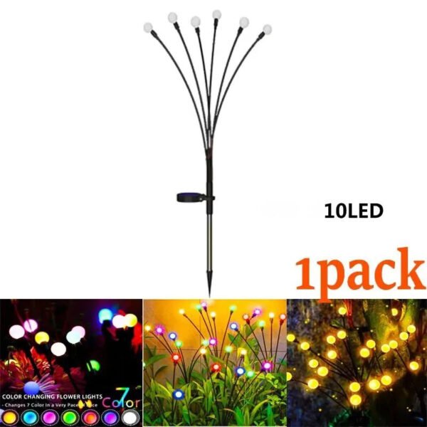 2pcs6/8/10 Lights Solar Lawn Lamp Garden Lamp, LED Wind-driven Firefly Ground Plug Lamp, Garden Ramadan Decoration Festival Lamp