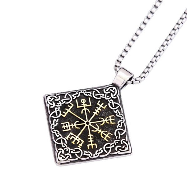 Fashion Vintage Stainless Steel Viking Compass Pendant Necklace For Men Nordic Celtic Knot Necklaces Punk Amulet Jewelry Gifts