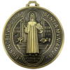 EXTRA LARGE 5 INCH ST BENEDICT CROSS MEDAL VINTAGE BRASS TONE FINISH FOR WALL OR DESK DISPLAY/MEDALLA DE SAN BENITO