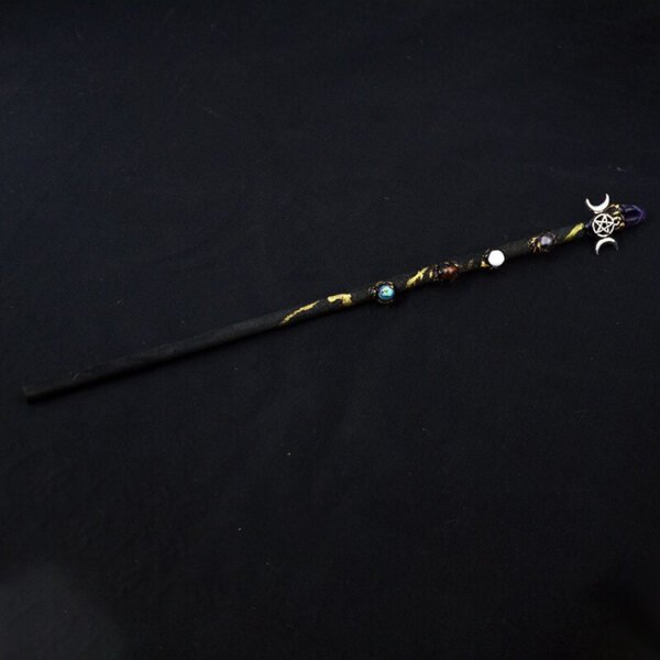 Magic Spell Witch Magic Fairy Wand Crystal Triple Crescent Moon Ritual Tool Altar Adornment Banish Evil Wicca Gift