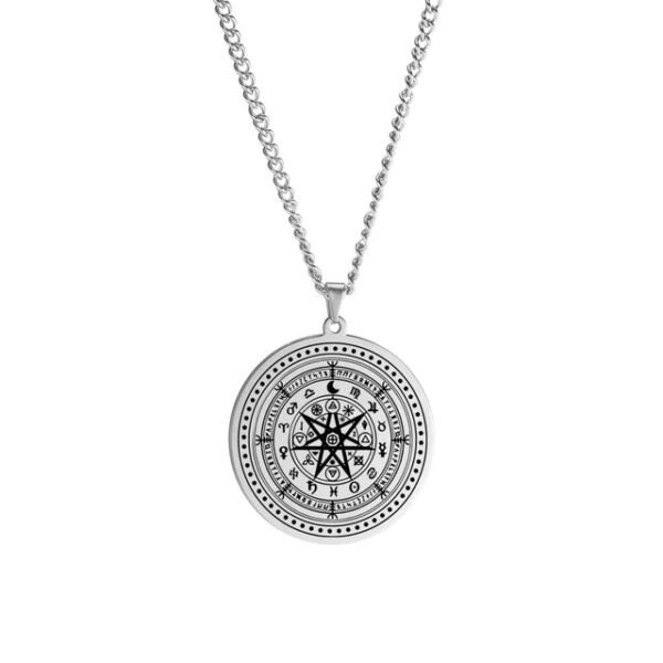 Dawapara Religious Solomon Necklace Magic Square Talisman Pendants Protection Wealth Amulet Stainless Steel Jewelry