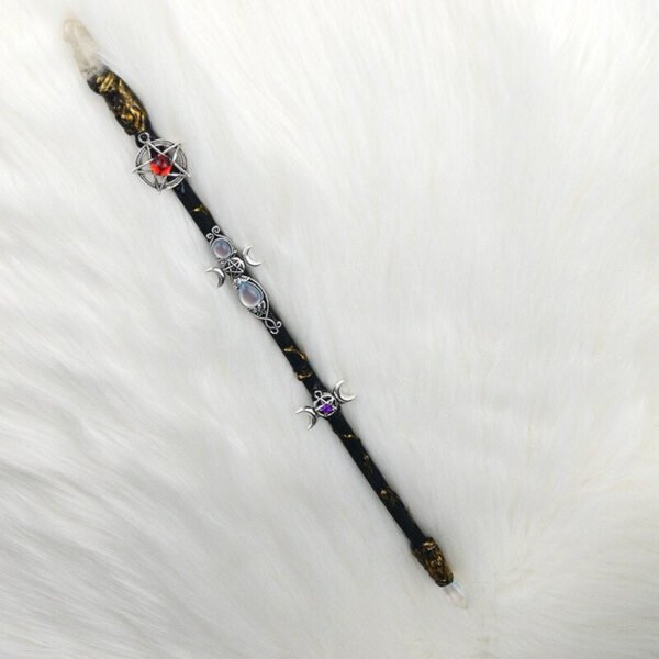 Magic Spell Witch Magic Fairy Wand Crystal Triple Crescent Moon Ritual Tool Altar Adornment Banish Evil Wicca Gift