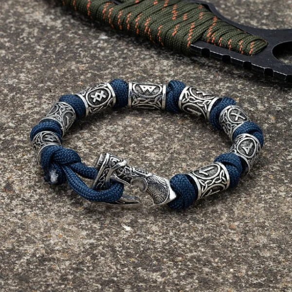 Norse Vikings Axes Wrap Bracelets Men Mjolnir Hammer Camping Paracord Survival Rope Wristband Amulet Handmade Male Jewelry Gifts