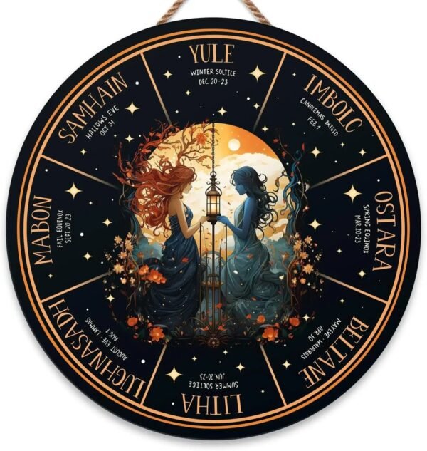 Wheel of the Year Wooden Wall Plaque - Witch Pagan Wiccan Sabbat Decor