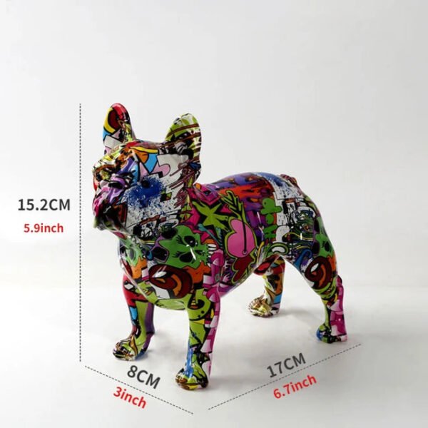 Nordic Painting Graffiti Bulldog Statue, Printed Resin Dog Handicraft Home Decoration Wine Cabinet Office Decoration Sculpture