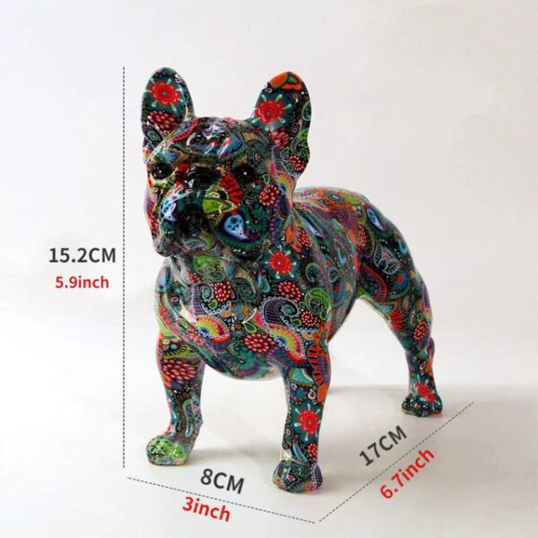 Nordic Painting Graffiti Bulldog Statue, Printed Resin Dog Handicraft Home Decoration Wine Cabinet Office Decoration Sculpture