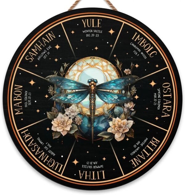 Wheel of the Year Wooden Wall Plaque - Witch Pagan Wiccan Sabbat Decor