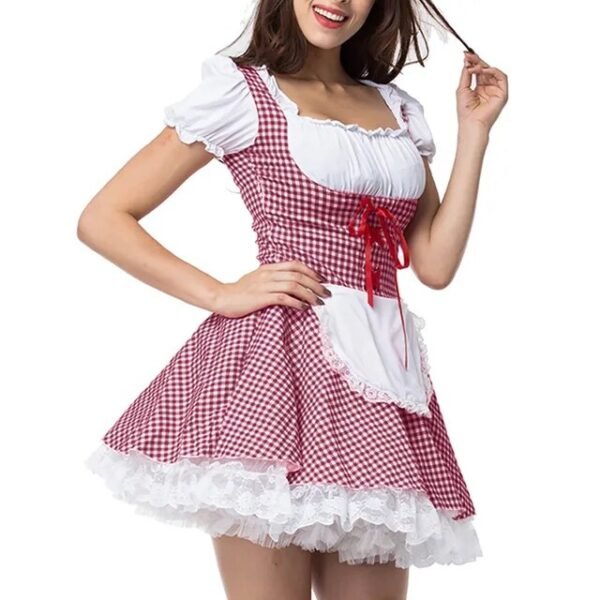 German Beer Festival Costume Halloween Adult Women Dress Oktoberfest Uniform Fancy Party Cosplay Dress Low Neck Uniform Set