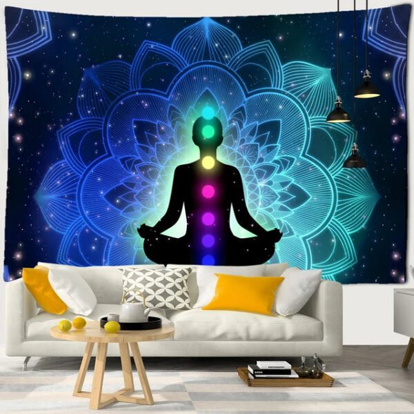 Vibrant Mandala Buddha 7 Chakra Tapestry – Elevate Your Space with Boho Bliss and Spiritual Serenity