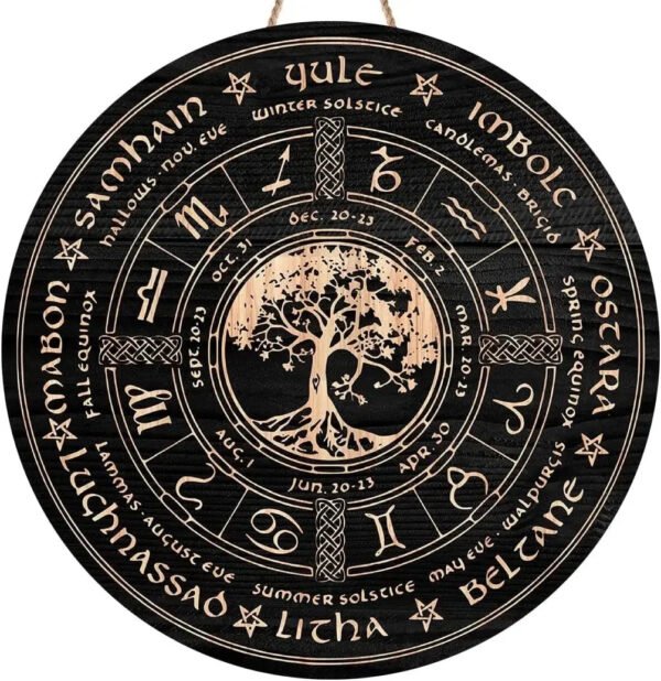 Wheel of the Year Wooden Wall Plaque - Witch Pagan Wiccan Sabbat Decor