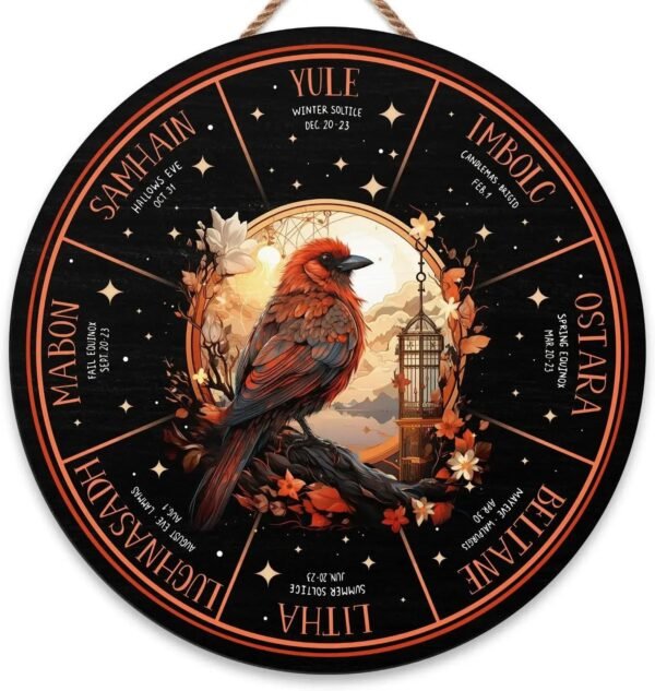 Wheel of the Year Wooden Wall Plaque - Witch Pagan Wiccan Sabbat Decor