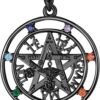 Vito Sterling Silver Tetragrammaton Necklace for Women Men, Abalone Shell 18k Gold Plated Pentagram Pendant, Wiccan Protection Amulet Pentacle Star Jewelry Gift for Wife Husband, 24"/18"/22"