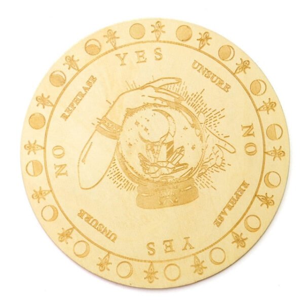 15cm Wood Black Round Witchcraft Altar Butterfly Board Meditation Cube Moon Phase Pendulum Game Magical Divination Planchette - Charms