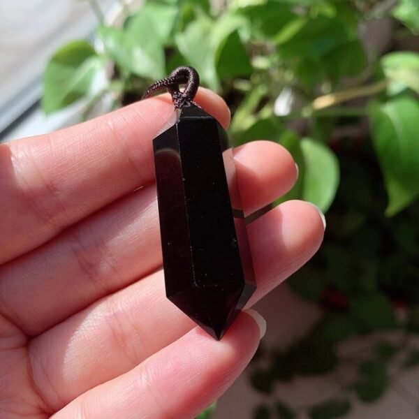 Big Natural Stone Crystal Jewelry Lapis Amethysts Opal Pink Quartz Obsidian Bullet Hexagonal Pendulum Pendant Necklace Amulet