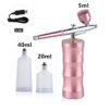 Pink Mini Air Compressor Kit Air-Brush Paint Spray Gun Airbrush For Nail Art Tattoo Craft Cake Nano Fog Mist Sprayer