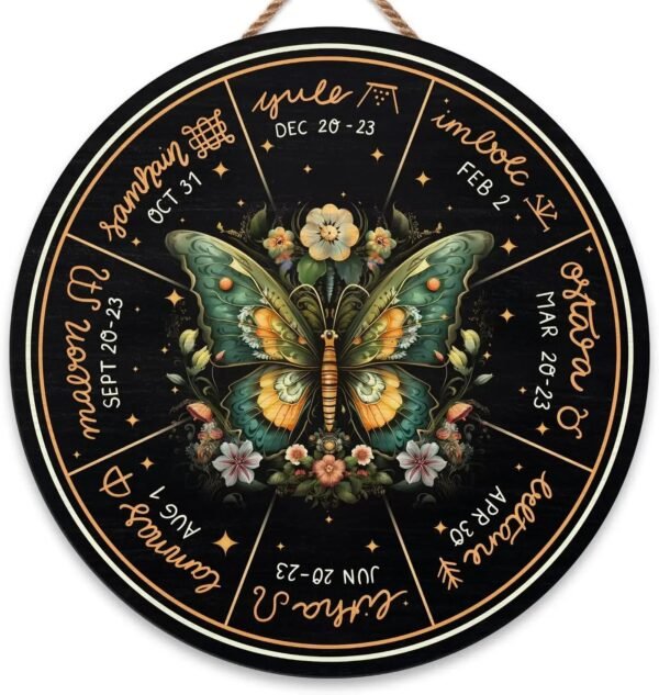 Wheel of the Year Wooden Wall Plaque - Witch Pagan Wiccan Sabbat Decor