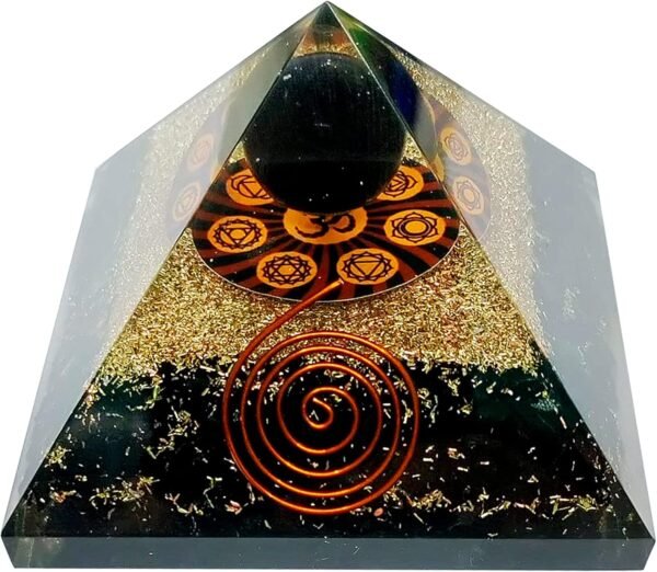 Crystal Orgone Pyramid – Orgonite Energy Generator with Copper-Wrapped Quartz and Shungite Crystals for Positive Energy