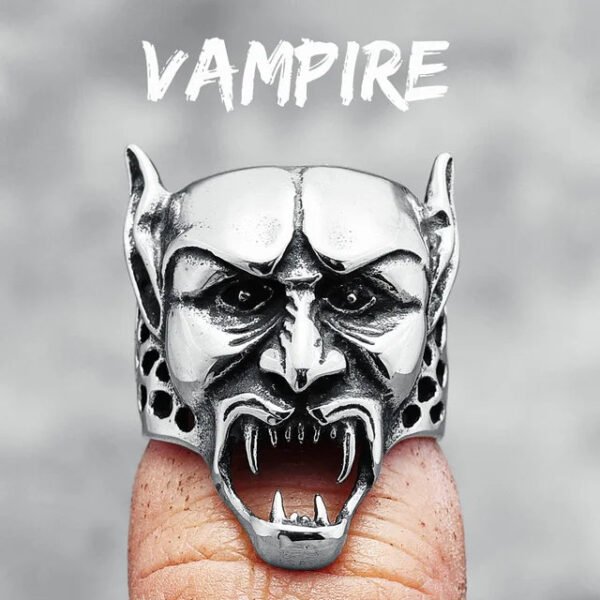 316L Stainless Steel Vampire Men Ring Punk HipHop Retro Eastern Europe Mythology for Biker Male Boy