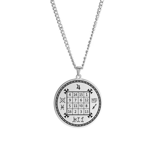 Dawapara Religious Solomon Necklace Magic Square Talisman Pendants Protection Wealth Amulet Stainless Steel Jewelry