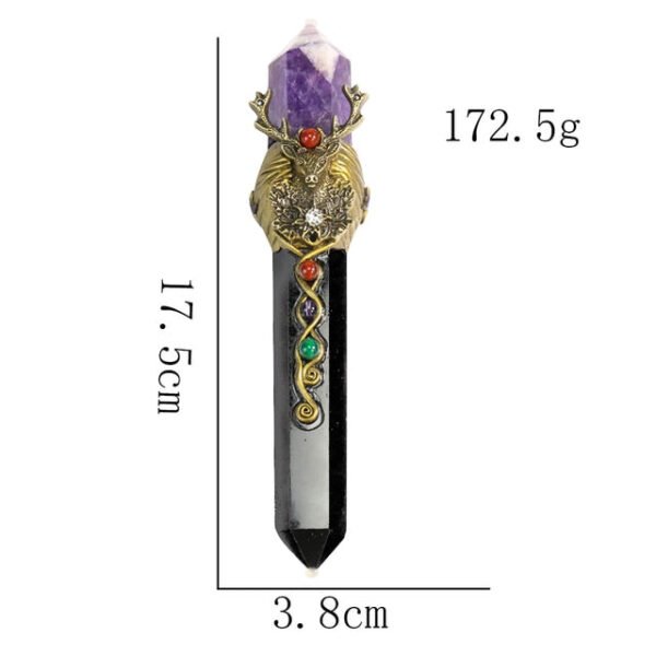 Muy Bien Healing Quartz Crystal Wicca Magic Scepter Natural Obsidian Double Point Stick Divination Energy Gemstone Home Decor