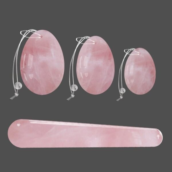 Natural Rose Quartz Yoni Egg Jade Eggs Women Kegel Exerciser Vaginal Muscles Tightening Ball Crystal Yoni Wand Kegel Eggs - Massage Ball