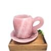 Natural Crystal Hand Carved Rose Quartz Crystal Tea Cup Set with Holder Real Stones For Healing Decoration Collection Fengshui