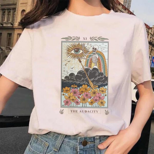 Women's Tarot Card Flower Funny Time Ladies Cartoon Fashion Short Sleeve Summer Printed T-shirt Women's T-shirt Top Pattern. - T-shirts