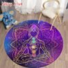 Round Meditation Chakra Pattern Carpet Yoga Practice Area Rug Indoor Home Decoration Floor Mat - Rug