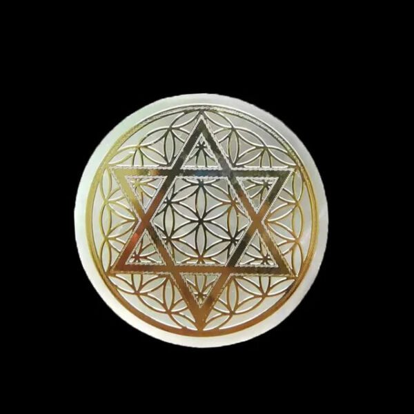 6CM Natural Crystal Selenite Slice Slab White Gypsum Chakra Flower of Life Charging Plate Yoga Meditation buy one and get one free