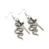 Big Dagger and Snake Crystal Dangle Earrings, Sword, Vampire Gothic Dagger Alternative Goth Witch Sword Jewelry|Drop Earrings|