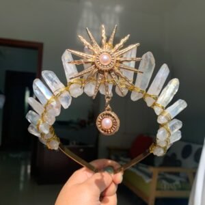 Crystal Hair Accessories – Raw Crystal Crown Sun Goddess Tiara