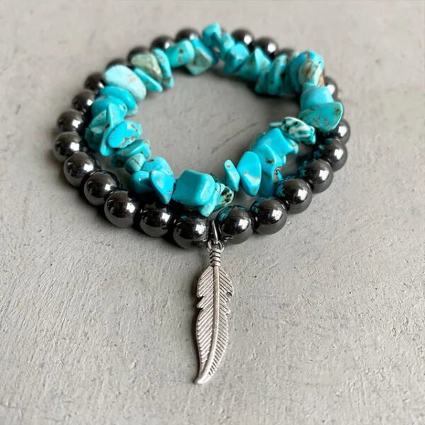 Western style jewelry imitation pearl multi-layer bracelet set turquoise beaded cross sunflower bracelet