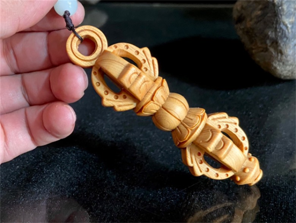 Wood Practice Instruments | Wood Spirit Pendant | Wood Key Backpack | Buddhist Vajra - Wood