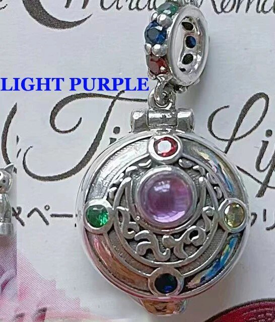925 Sterling Silver Anime Sailor Moon Prism Compact Polly Pocket Charm Bead With 2 Mini Dolls For Pandora Bracelet Fans Jewelry