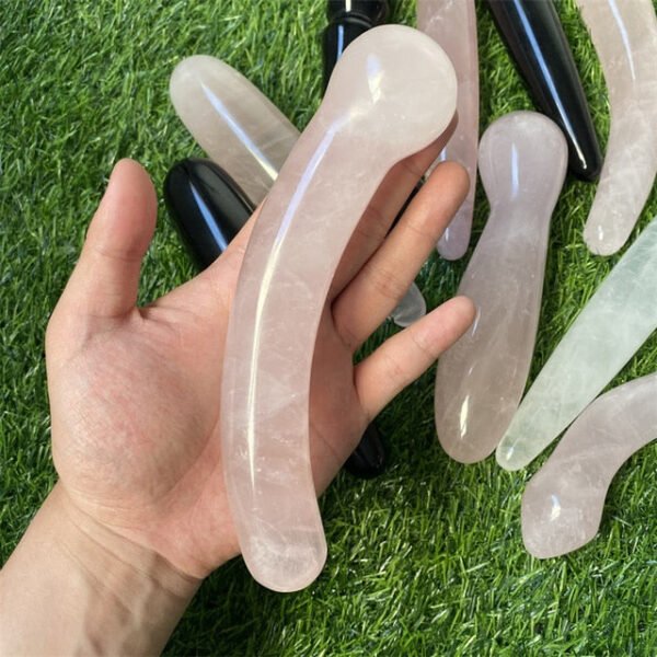 Natural Rose Quartz Yoni Wands Gemstone Crafts Pleasure Wand Body Hand Massage Wood Magic Stone