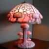 Retro Stained Glass Plant Series Table Lamps Colorful Bedroom Bedside Flower Mushroom Creative Table Night Lamp Atmosphere Light