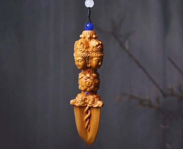 Wood Practice Instruments | Wood Spirit Pendant | Wood Key Backpack | Buddhist Vajra - Wood