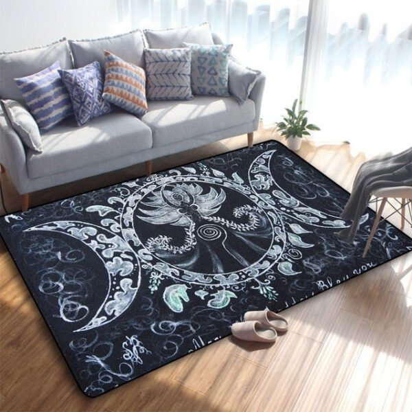 Triple Moon And Pentagram Altar Or Tarot Witchy Gothic Rug Floor Mat, Area Rug Large, Carpets For Living Room Bed Room, Bath Rug - Rug