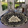 Transform Your Space with the Power of Norse Mythology: Tree of Life Valknut Round Rug