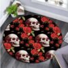 Carpet Anti Slip Bedside Rug Living Room Floral Skull Round Carpet Sofa Bedroom Area| |