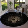 Transform Your Space with the Power of Norse Mythology: Tree of Life Valknut Round Rug